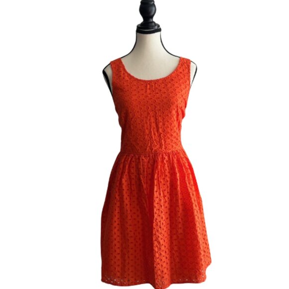 OLD NAVY ORANGE EYELET COTTON DRESS, SZ.8 - Picture 1 of 6